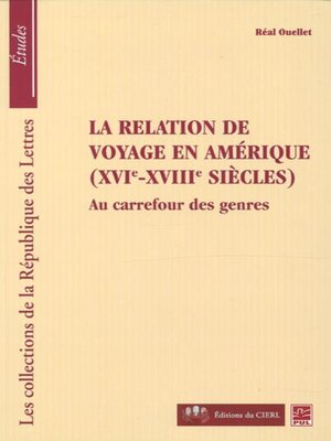 cover image of La relation de voyage en Amérique ( XVIe-XVIIe siècles)